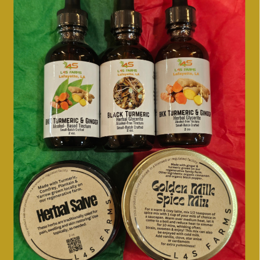 The Healing Bundle —  Turmeric Tincture  +Salve + Golden Milk - Farm-Grown Handcrafted Wellness Bundle