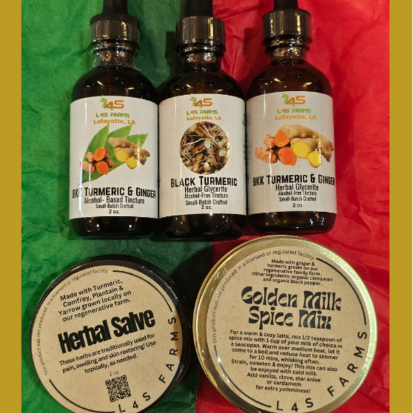 The Healing Bundle —  Turmeric Tincture  +Salve + Honey Bomb - Farm-Grown Handcrafted Wellness Bundle