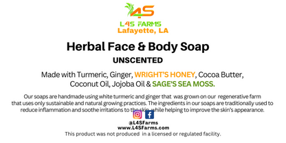 Herbal Face & Body Soap | Handmade with Turmeric and Ginger Grown on our Regenerative Farm with Local Honey Sage's Sea Moss Shea Butter