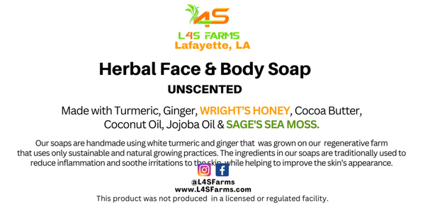 Herbal Face & Body Soap | Handmade with Turmeric and Ginger Grown on our Regenerative Farm with Local Honey Sage's Sea Moss Shea Butter